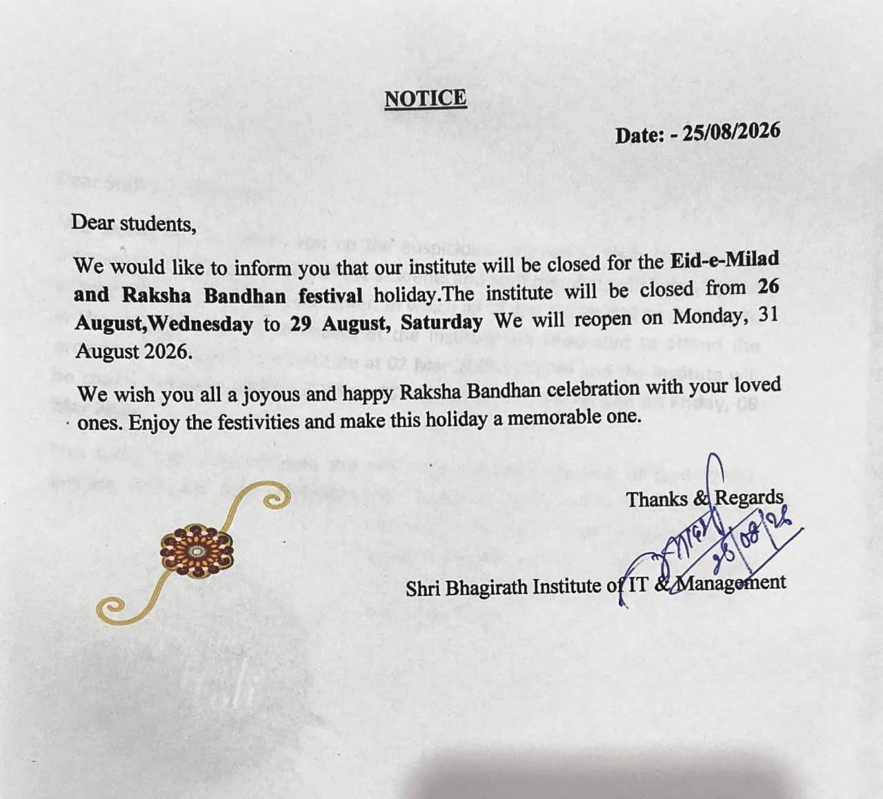 HOLI Notice